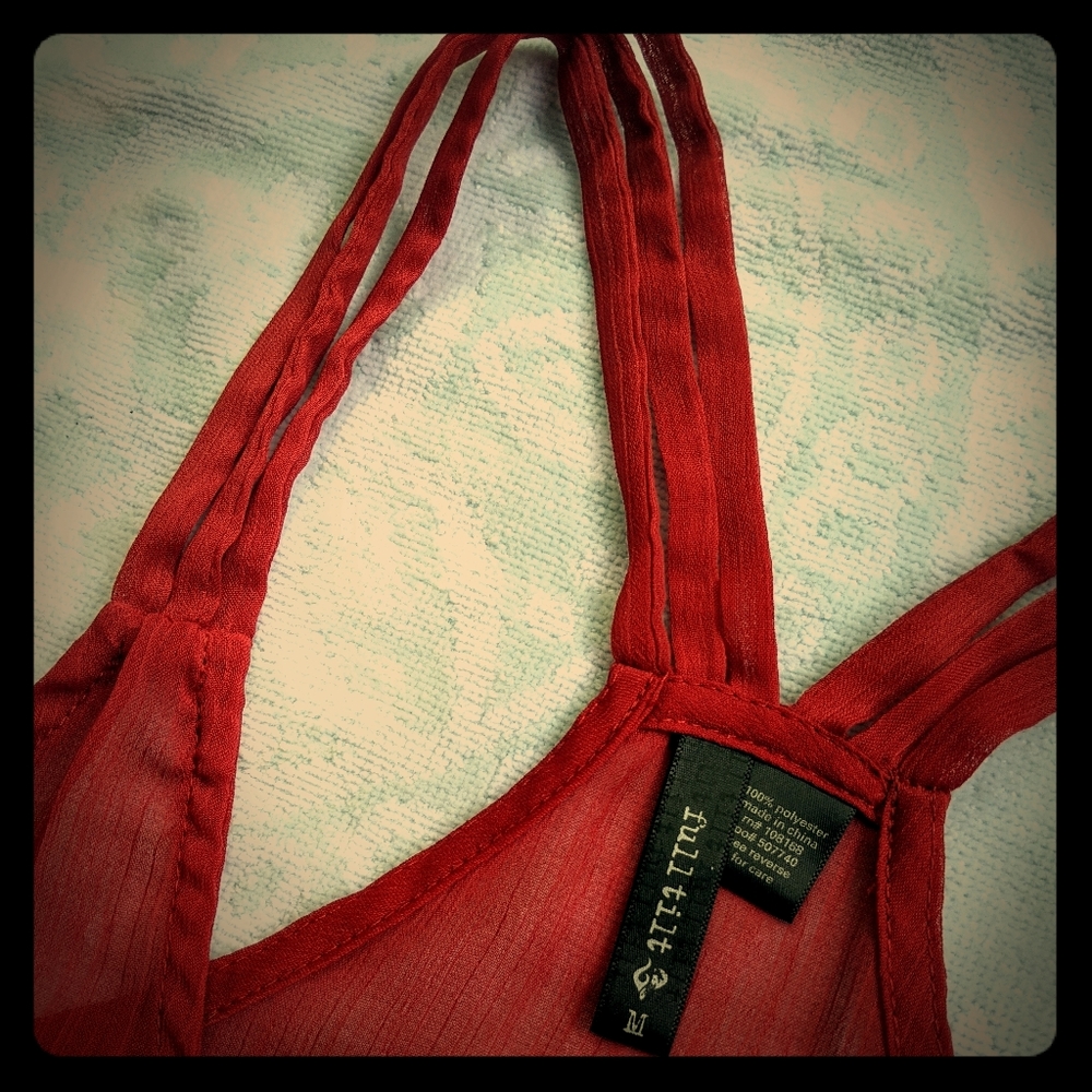 Full Tilt Sheer Red Tank Top